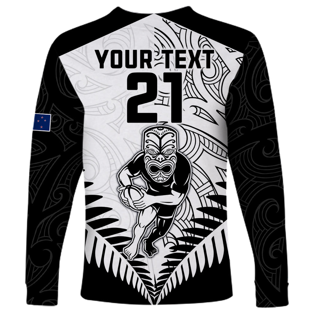 Custom New Zealand Rugby Long Sleeve Shirt Proud Aoteroa Stylised Maori Koru LT9 - Polynesian Pride