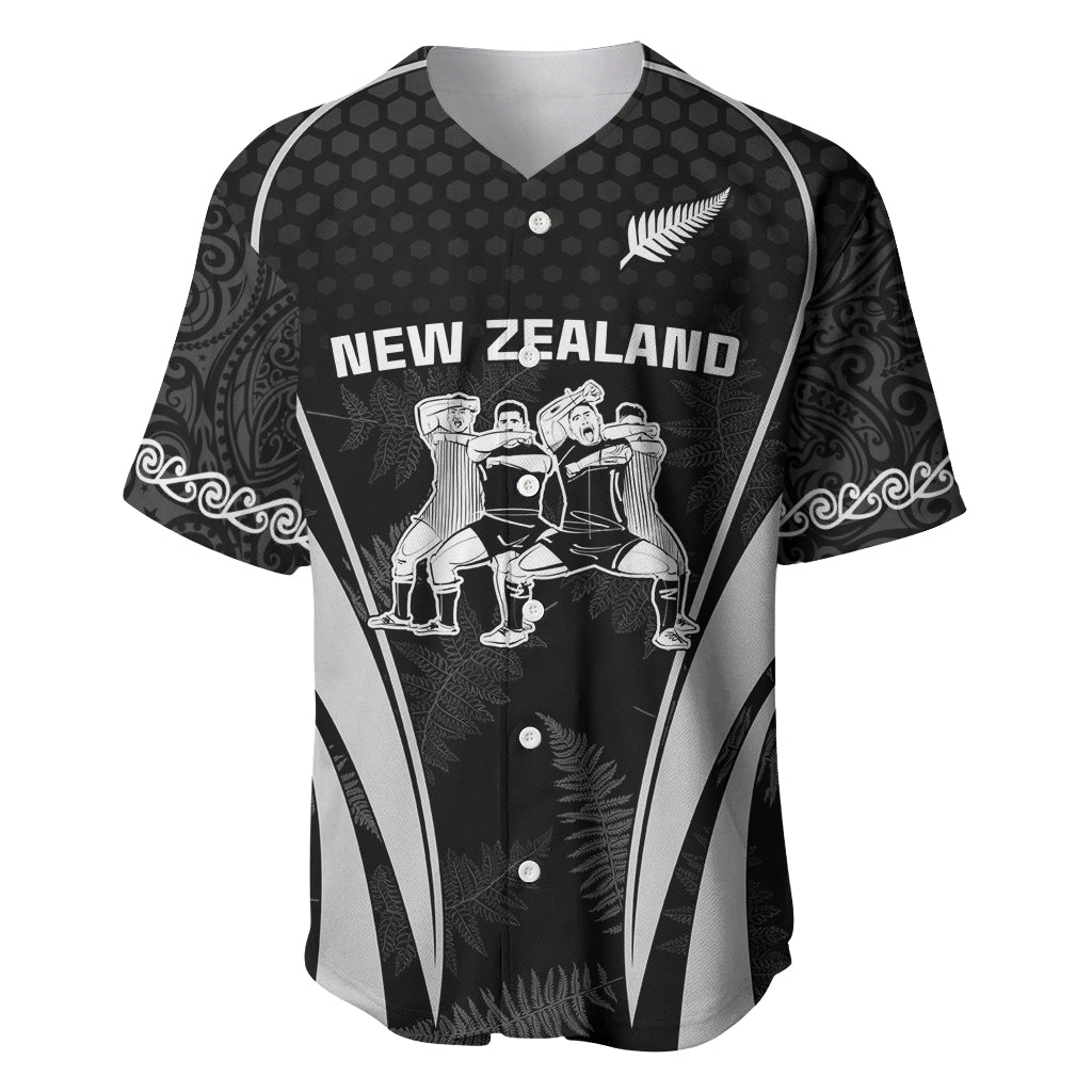 New Zealand Aotearoa Rugby Baseball Jersey Haka Dance Mixed Silver Fern Sporty Style LT9 Black - Polynesian Pride