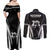 New Zealand Aotearoa Rugby Couples Matching Off Shoulder Maxi Dress and Long Sleeve Button Shirt Haka Dance Mixed Silver Fern Sporty Style LT9 - Polynesian Pride