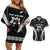 New Zealand Aotearoa Rugby Couples Matching Off Shoulder Short Dress and Hawaiian Shirt Haka Dance Mixed Silver Fern Sporty Style LT9 Black - Polynesian Pride