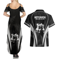 New Zealand Aotearoa Rugby Couples Matching Summer Maxi Dress and Hawaiian Shirt Haka Dance Mixed Silver Fern Sporty Style LT9 - Polynesian Pride