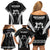 New Zealand Aotearoa Rugby Family Matching Off Shoulder Short Dress and Hawaiian Shirt Haka Dance Mixed Silver Fern Sporty Style LT9 - Polynesian Pride