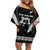 New Zealand Aotearoa Rugby Family Matching Off Shoulder Short Dress and Hawaiian Shirt Haka Dance Mixed Silver Fern Sporty Style LT9 Mom's Dress Black - Polynesian Pride