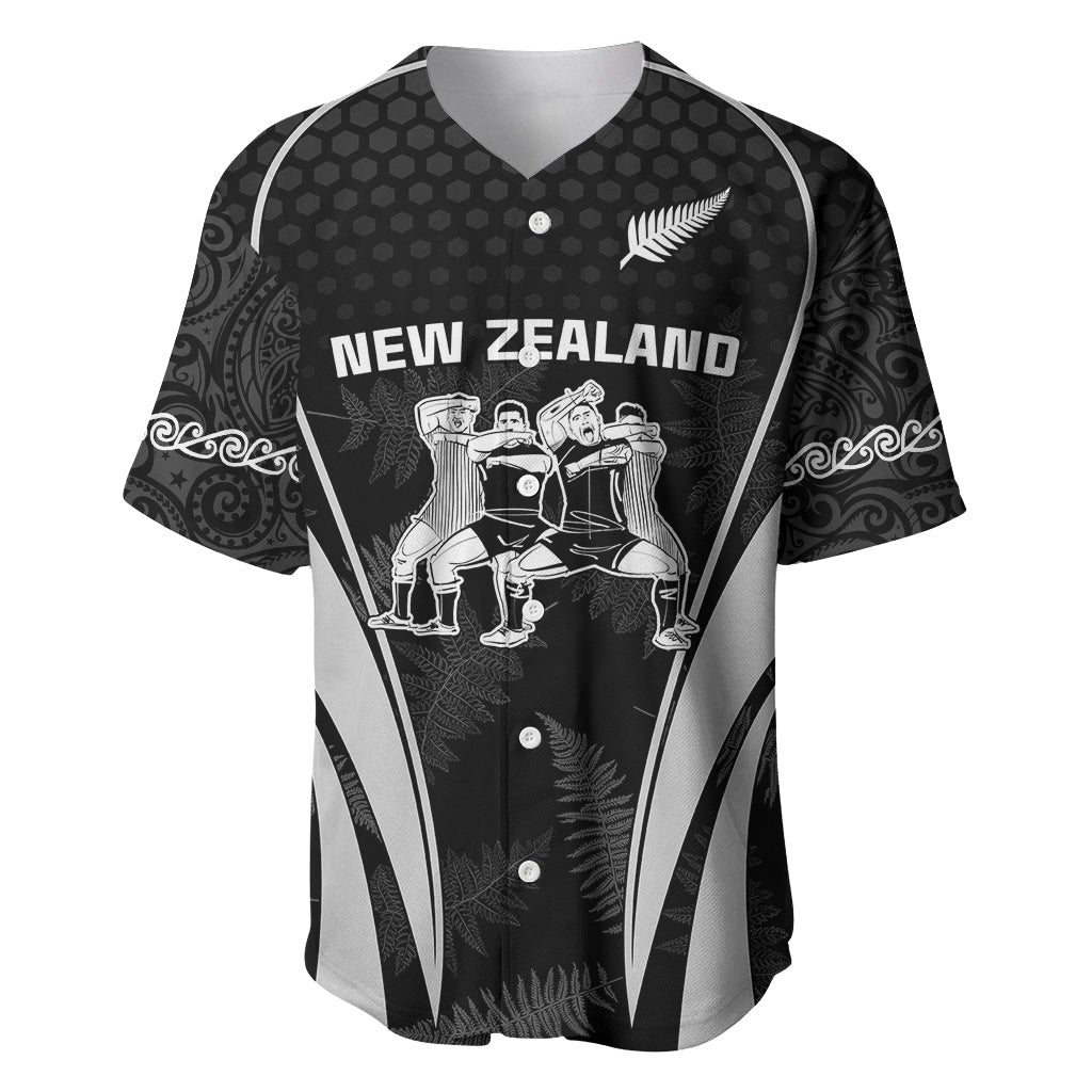 Custom New Zealand Aotearoa Rugby Baseball Jersey Haka Dance Mixed Silver Fern Sporty Style LT9 Black - Polynesian Pride