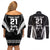 Custom New Zealand Aotearoa Rugby Couples Matching Off Shoulder Short Dress and Long Sleeve Button Shirts Haka Dance Mixed Silver Fern Sporty Style LT9 - Polynesian Pride