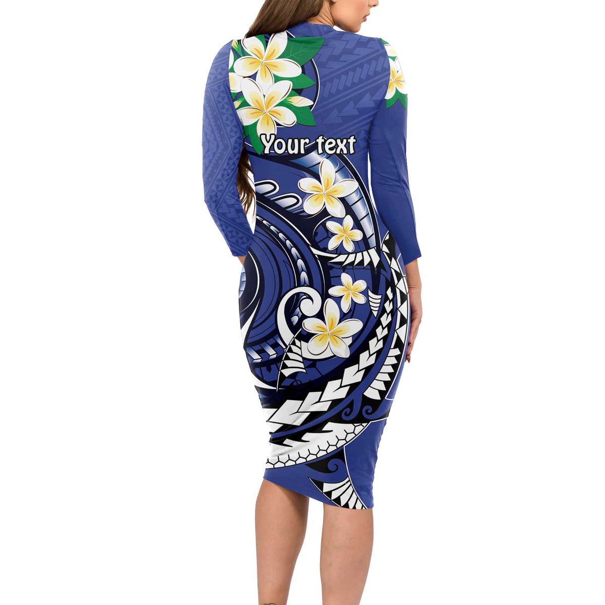 FSM Chuuk State Polynesian Shark Tattoo Personalised Long Sleeve Bodycon Dress