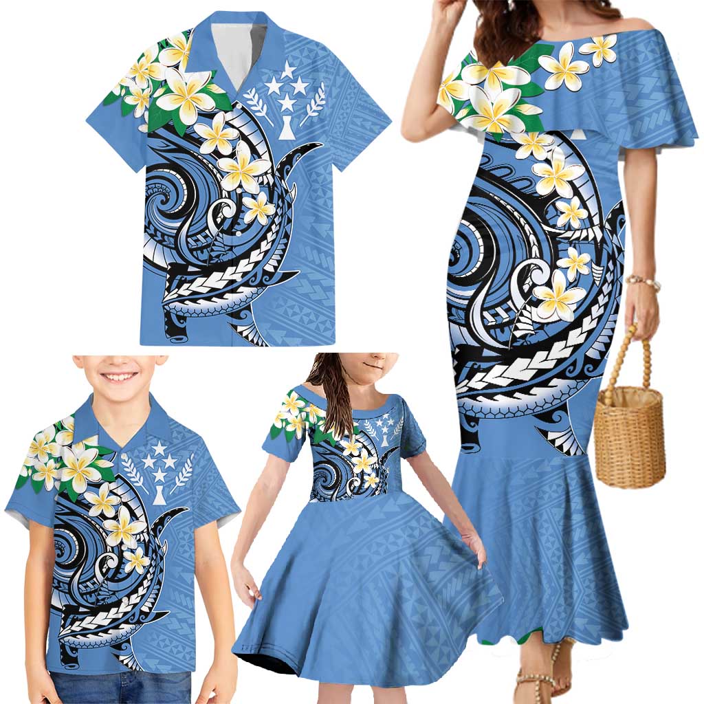 FSM Kosrae Polynesian Shark Tattoo Personalised Family Matching Mermaid Dress and Hawaiian Shirt