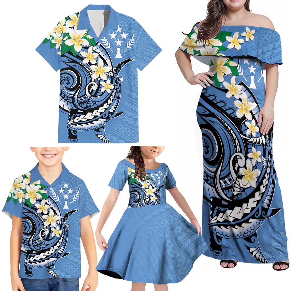 FSM Kosrae Polynesian Shark Tattoo Personalised Family Matching Off Shoulder Maxi Dress and Hawaiian Shirt