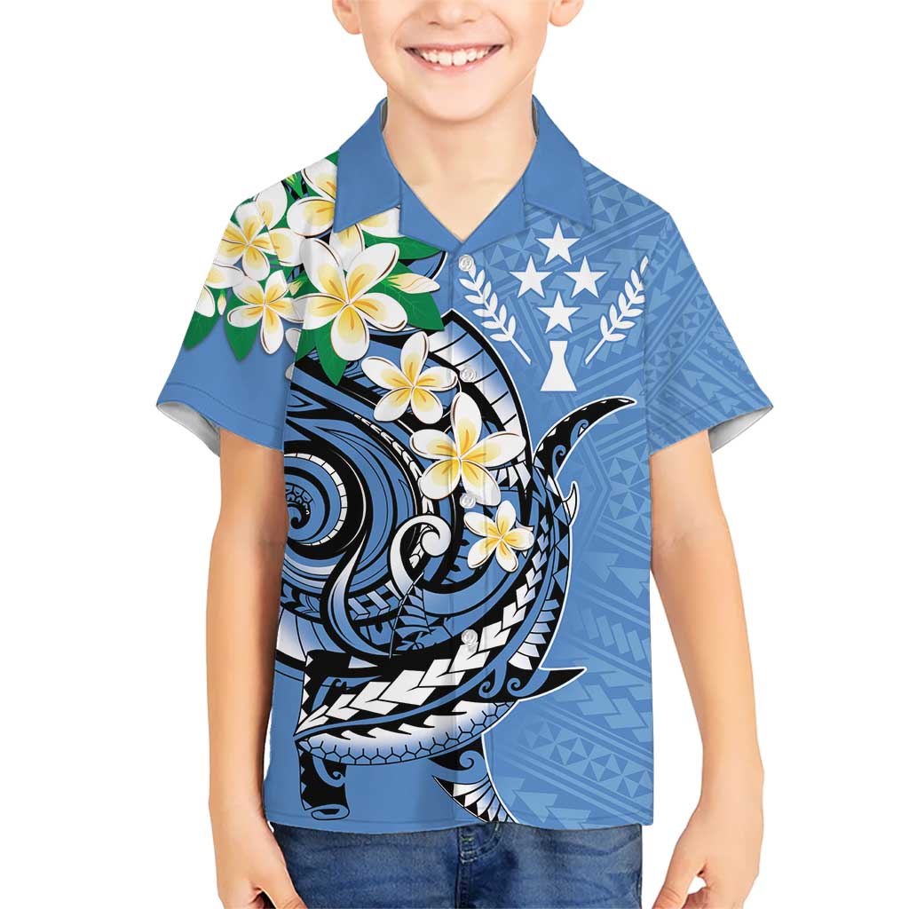 FSM Kosrae Polynesian Shark Tattoo Personalised Kid Hawaiian Shirt