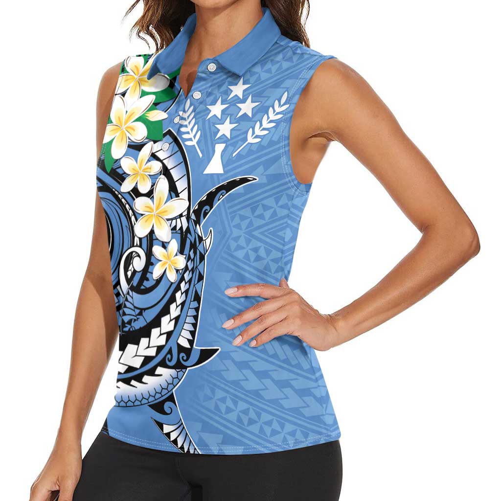 FSM Kosrae Polynesian Shark Tattoo Personalised Women Sleeveless Polo Shirt
