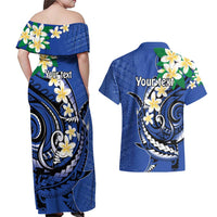 FSM Pohnpei Polynesian Shark Tattoo Personalised Couples Matching Off Shoulder Maxi Dress and Hawaiian Shirt