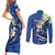 FSM Pohnpei Polynesian Shark Tattoo Personalised Couples Matching Short Sleeve Bodycon Dress and Long Sleeve Button Shirt