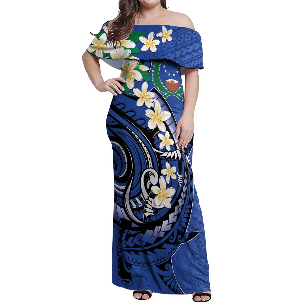 FSM Pohnpei Polynesian Shark Tattoo Personalised Off Shoulder Maxi Dress