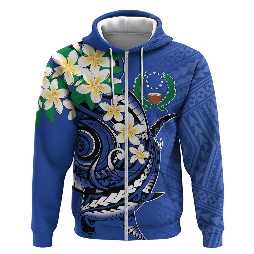 FSM Pohnpei Polynesian Shark Tattoo Personalised Zip Hoodie