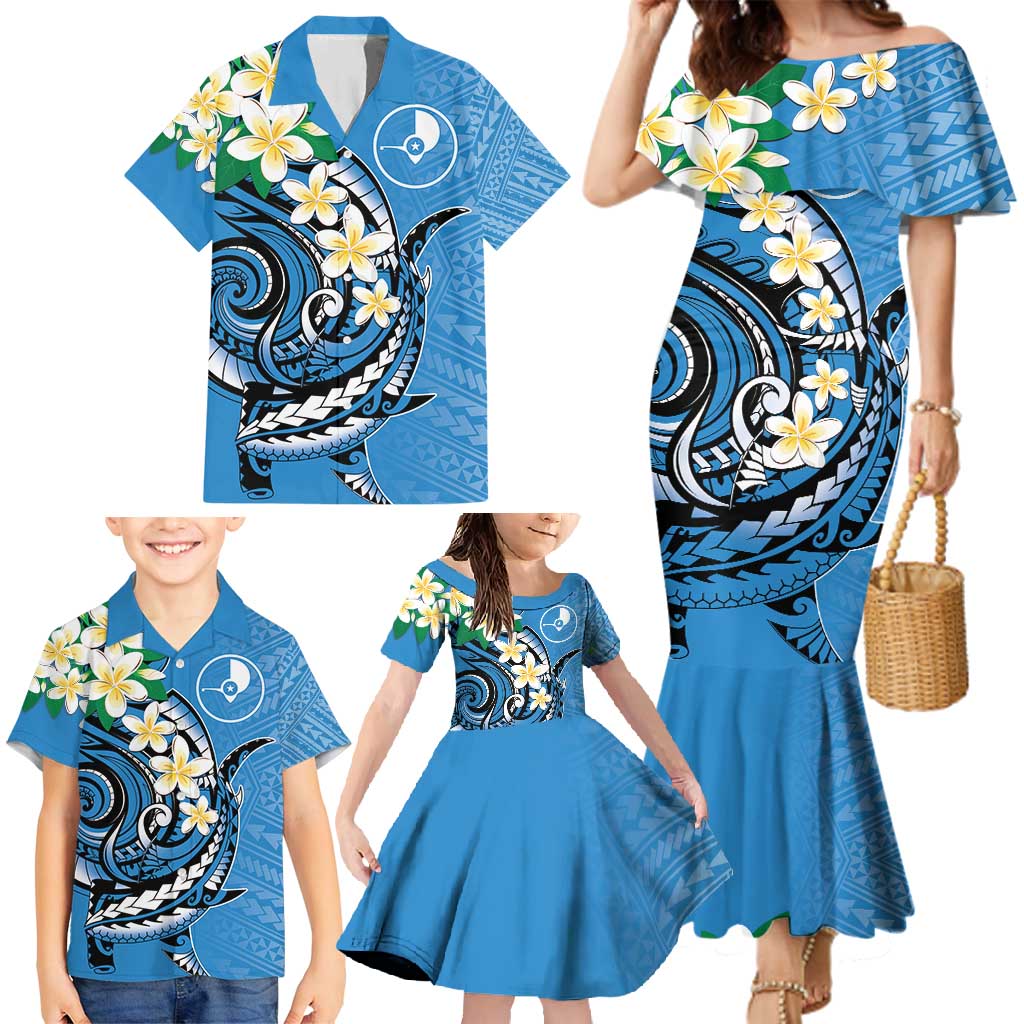 FSM Yap State Polynesian Shark Tattoo Personalised Family Matching Mermaid Dress and Hawaiian Shirt