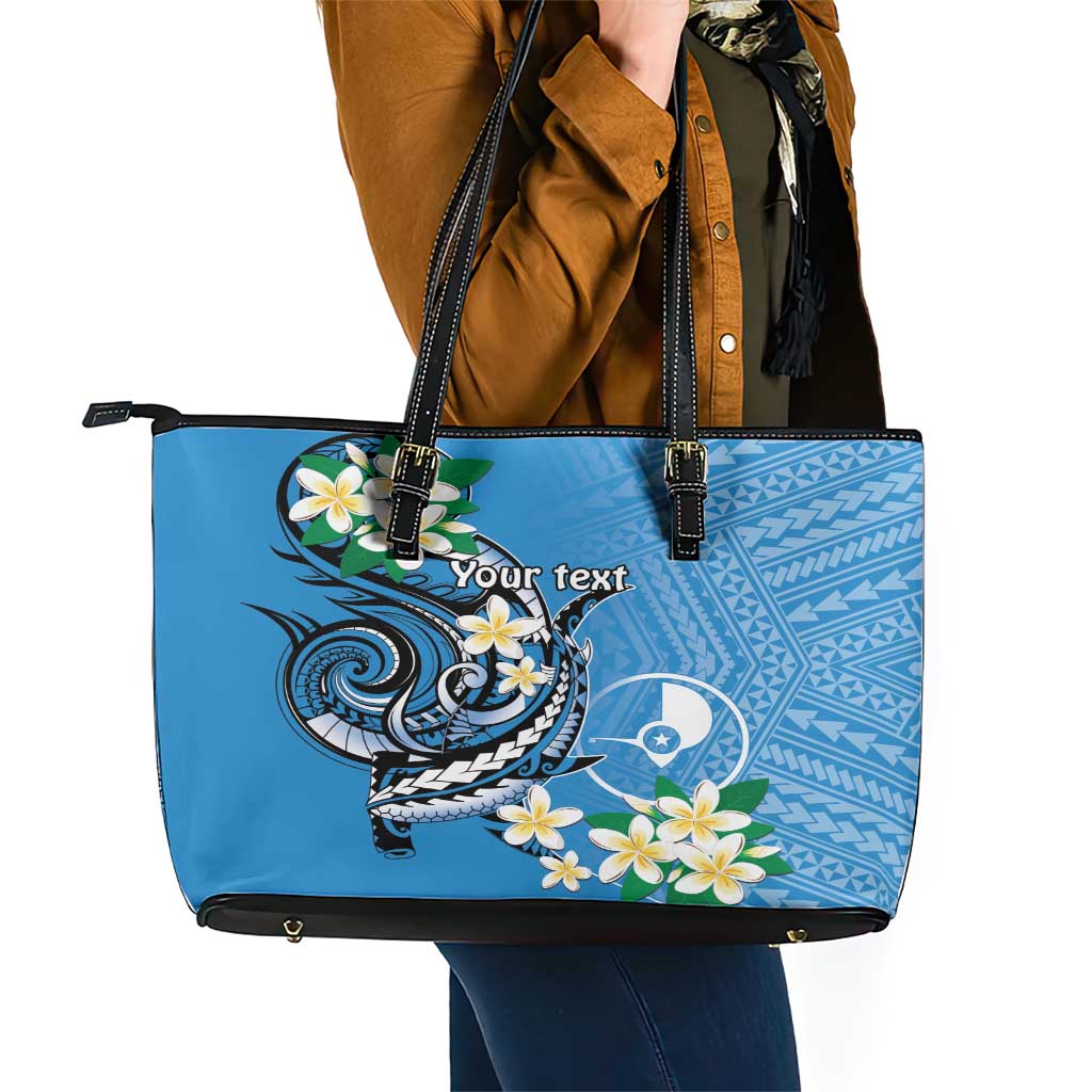 FSM Yap State Polynesian Shark Tattoo Personalised Leather Tote Bag