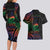 New Caledonia Polynesian Tatoo Personalised Couples Matching Long Sleeve Bodycon Dress and Hawaiian Shirt