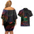 New Caledonia Polynesian Tatoo Personalised Couples Matching Off Shoulder Short Dress and Hawaiian Shirt