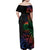 New Caledonia Polynesian Tatoo Personalised Family Matching Off Shoulder Maxi Dress and Hawaiian Shirt