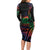 New Caledonia Polynesian Tatoo Personalised Long Sleeve Bodycon Dress