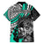 Personalised Polynesia Skull Family Matching Puletasi Dress and Hawaiian Shirt Tattoo In The Style Of Maori With Marine Life Aqua LT9 - Polynesian Pride