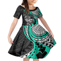 personalised-polynesia-skull-kid-short-sleeve-dress-tattoo-in-the-style-of-maori-with-marine-life-aqua