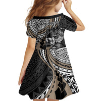 personalised-polynesia-skull-family-matching-long-sleeve-bodycon-dress-and-hawaiian-shirt-tattoo-in-the-style-of-maori-with-marine-life-gold