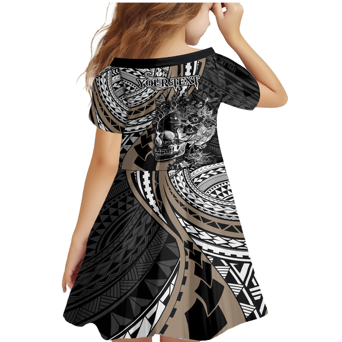 personalised-polynesia-skull-family-matching-mermaid-dress-and-hawaiian-shirt-tattoo-in-the-style-of-maori-with-marine-life-gold