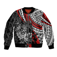 Personalised Polynesia Skull Bomber Jacket Tattoo In The Style Of Maori With Marine Life Red LT9 Unisex Red - Polynesian Pride