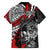 Personalised Polynesia Skull Family Matching Puletasi Dress and Hawaiian Shirt Tattoo In The Style Of Maori With Marine Life Red LT9 - Polynesian Pride