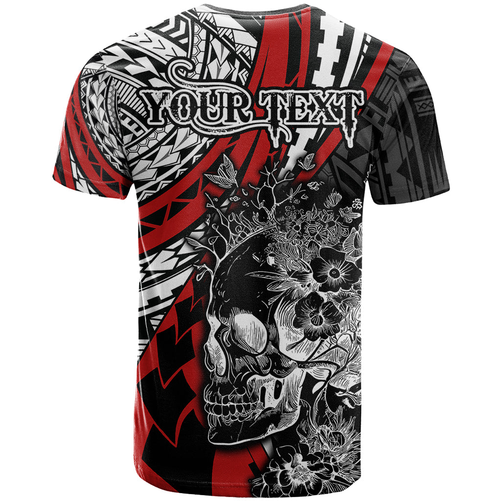 Personalised Polynesia Skull T Shirt Tattoo In The Style Of Maori With Marine Life Red LT9 - Polynesian Pride