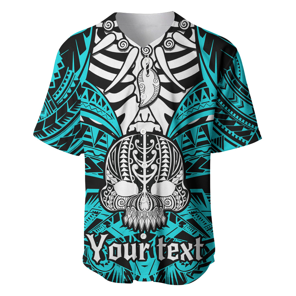 personalised-polynesia-skull-baseball-jersey-with-boars-tusk-aqua-arty-vibe