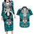 personalised-polynesia-skull-couples-matching-long-sleeve-bodycon-dress-and-hawaiian-shirt-with-boars-tusk-aqua-arty-vibe