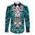 personalised-polynesia-skull-family-matching-long-sleeve-bodycon-dress-and-hawaiian-shirt-with-boars-tusk-aqua-arty-vibe