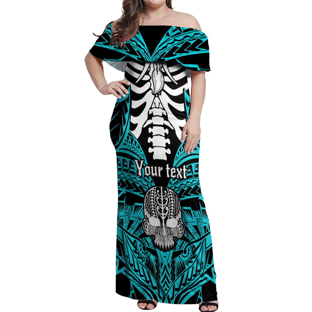 personalised-polynesia-skull-off-shoulder-maxi-dress-with-boars-tusk-aqua-arty-vibe