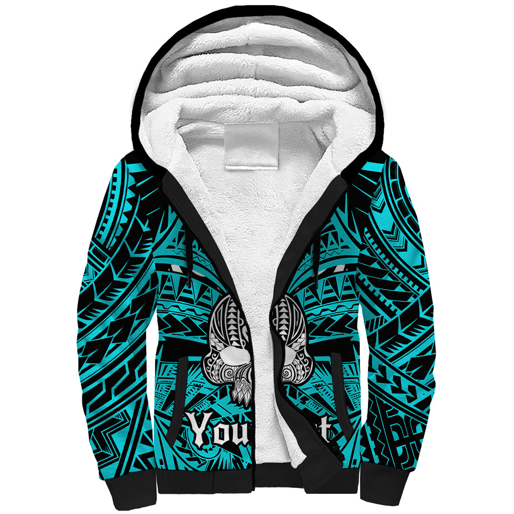 personalised-polynesia-skull-sherpa-hoodie-with-boars-tusk-aqua-arty-vibe
