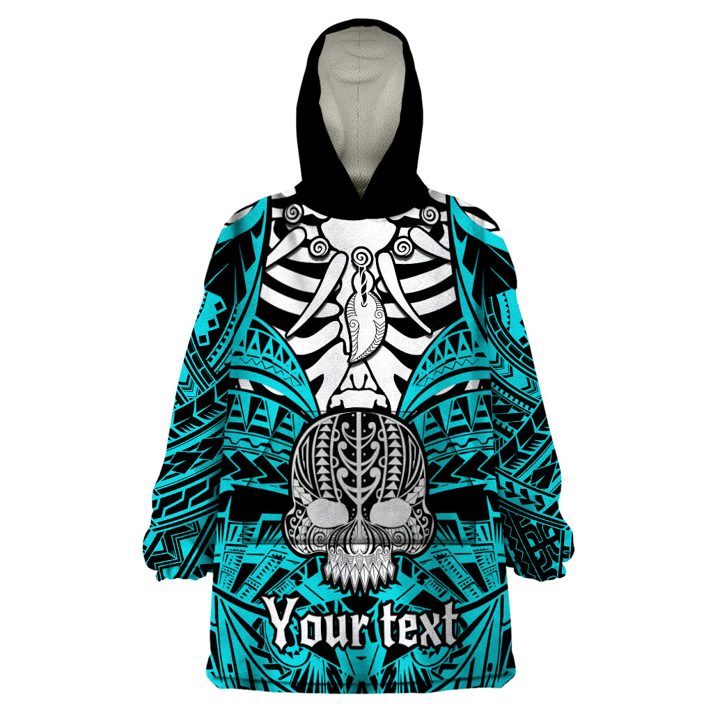 personalised-polynesia-skull-wearable-blanket-hoodie-with-boars-tusk-aqua-arty-vibe