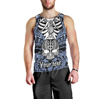 Personalised Polynesia Skull Men Tank Top With Boars Tusk Blue Arty Vibe LT9 - Polynesian Pride