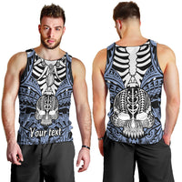 Personalised Polynesia Skull Men Tank Top With Boars Tusk Blue Arty Vibe LT9 - Polynesian Pride