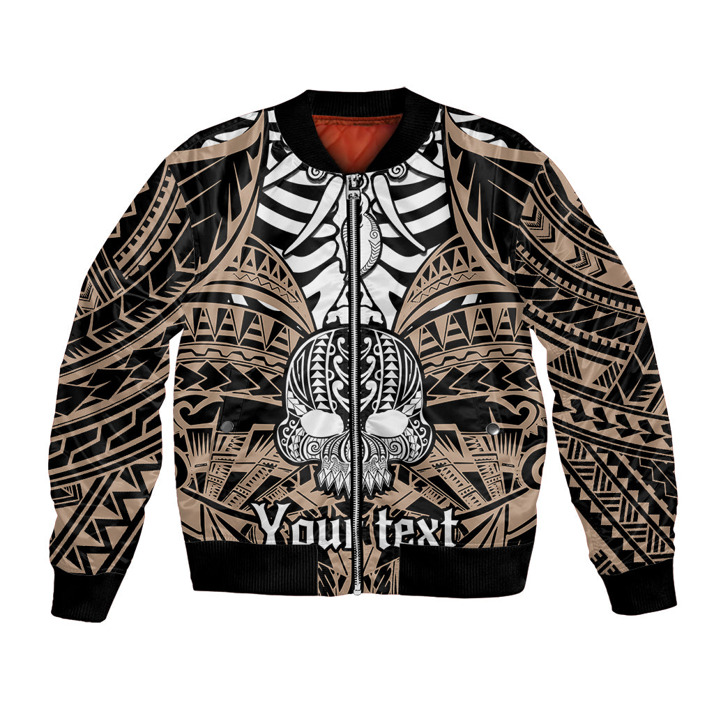 Personalised Polynesia Skull Bomber Jacket With Boars Tusk Gold Arty Vibe LT9 Unisex Gold - Polynesian Pride
