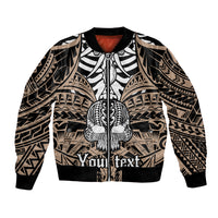 Personalised Polynesia Skull Bomber Jacket With Boars Tusk Gold Arty Vibe LT9 Unisex Gold - Polynesian Pride