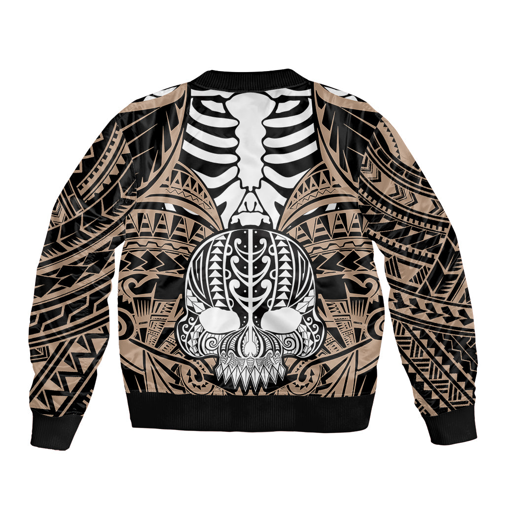 Personalised Polynesia Skull Bomber Jacket With Boars Tusk Gold Arty Vibe LT9 - Polynesian Pride