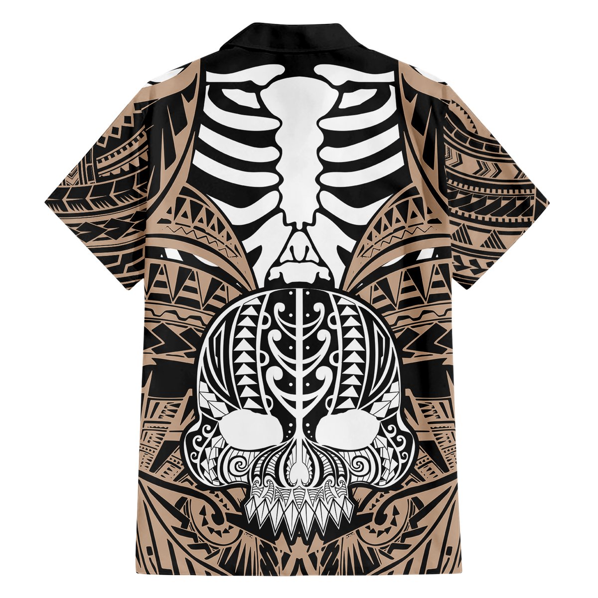 Personalised Polynesia Skull Hawaiian Shirt With Boars Tusk Gold Arty Vibe LT9 - Polynesian Pride