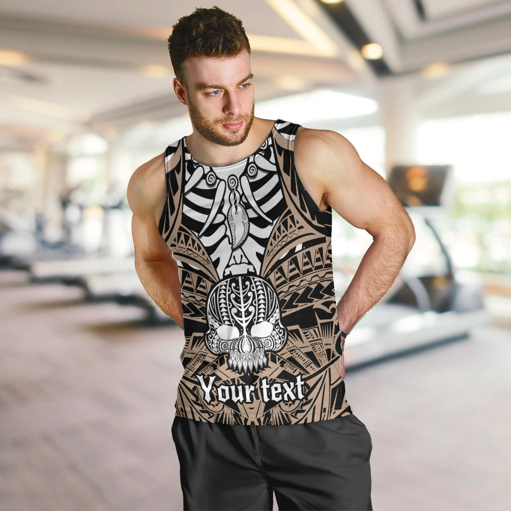 Personalised Polynesia Skull Men Tank Top With Boars Tusk Gold Arty Vibe LT9 - Polynesian Pride