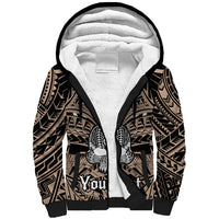 Personalised Polynesia Skull Sherpa Hoodie With Boars Tusk Gold Arty Vibe LT9 Unisex Gold - Polynesian Pride