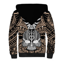 Personalised Polynesia Skull Sherpa Hoodie With Boars Tusk Gold Arty Vibe LT9 - Polynesian Pride