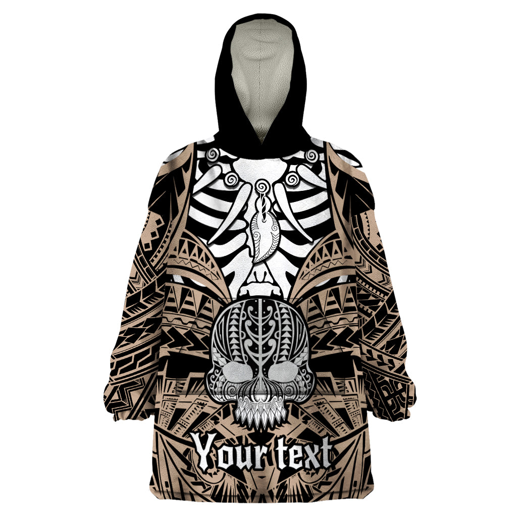 personalised-polynesia-skull-wearable-blanket-hoodie-with-boars-tusk-gold-arty-vibe