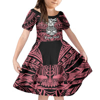 personalised-polynesia-skull-family-matching-long-sleeve-bodycon-dress-and-hawaiian-shirt-with-boars-tusk-pink-arty-vibe