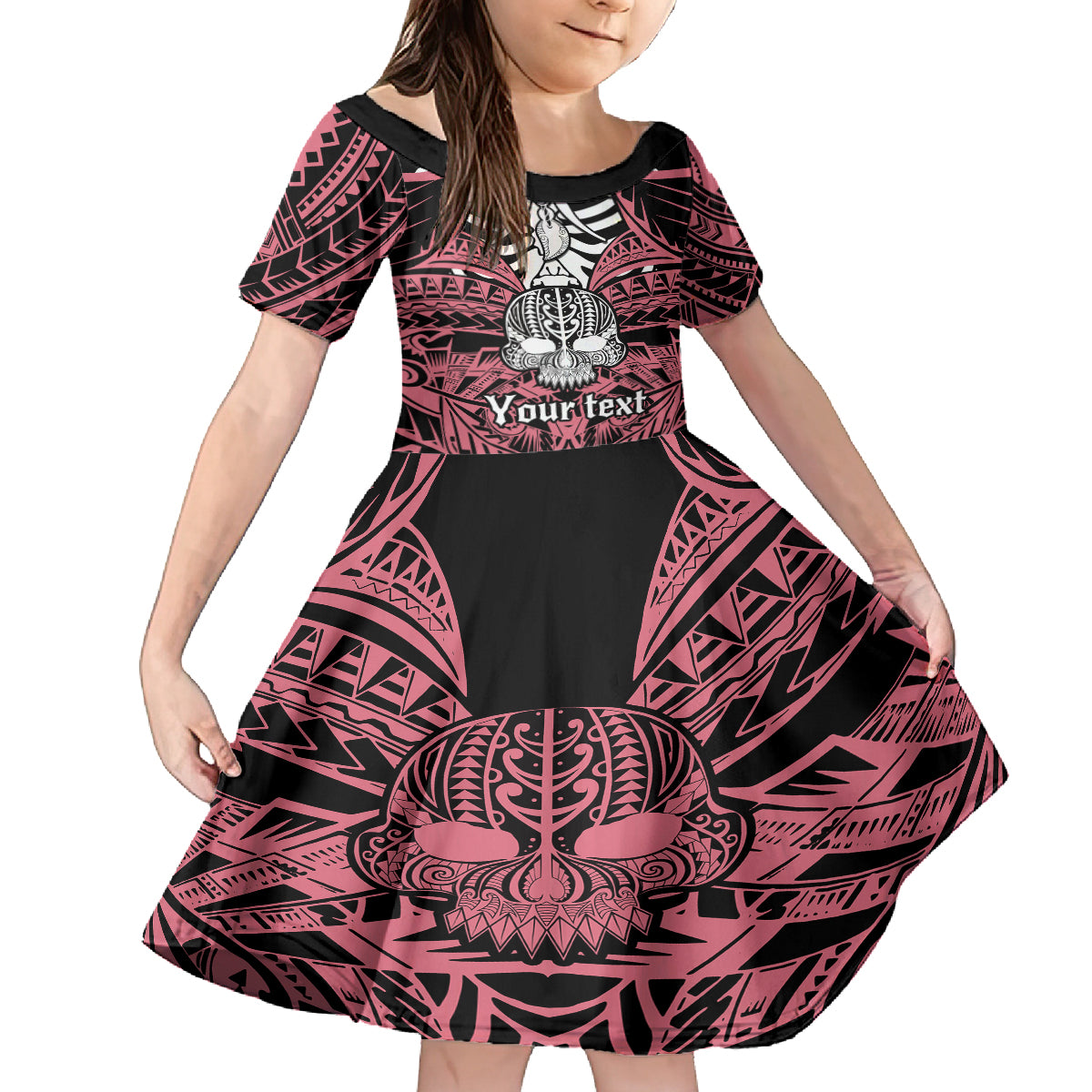 personalised-polynesia-skull-family-matching-summer-maxi-dress-and-hawaiian-shirt-with-boars-tusk-pink-arty-vibe