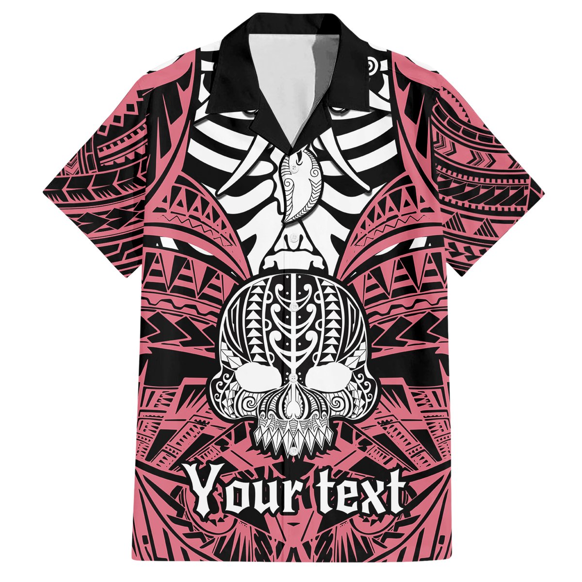 Personalised Polynesia Skull Hawaiian Shirt With Boars Tusk Pink Arty Vibe LT9 Pink - Polynesian Pride